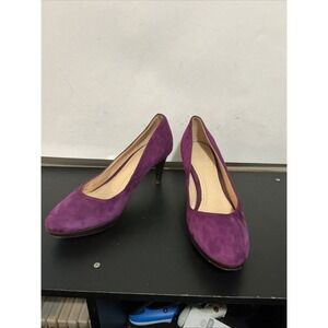 Cole Haan - Rounded Toe NIKEAir Pump Platform Heels Purple Suede 8B SCUFFED HEAL